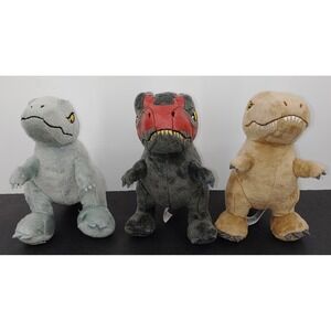 Jurassic World Dinosaur 7" Plush Carnotaurus T Rex Blue Velociraptor Lot Of 3